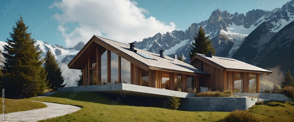 A luxurious dream house in the Alps with a modern and classic style