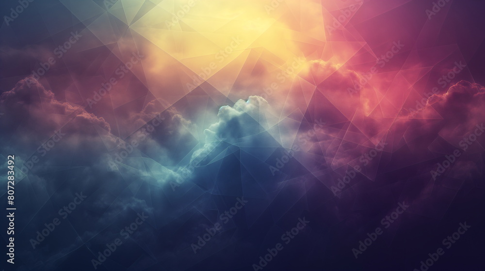 Abstract dramatic sky with colorful clouds illuminated by a mystical light Abstract dramatic sky with colorful clouds illuminated by a mystical light