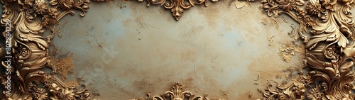 elegant golden floral carved vintage frame border background
