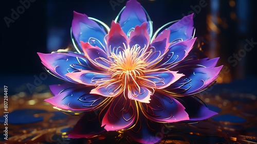 A neon flower, a breathtaking fusion of technology and artistic finesse