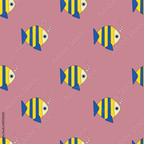 seamless fish pattern on pink background