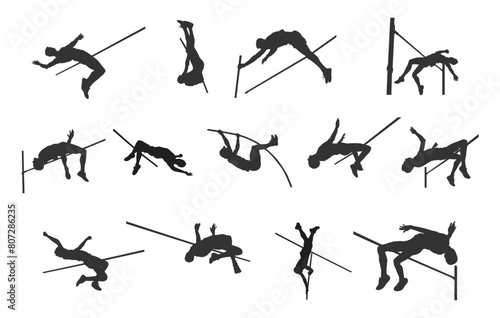 High jump silhouette, Athlete high jump pole silhouettes, High jump svg,, High jumper silhouette, High jumping silhouette