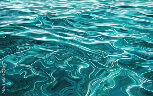Clear, shimmering aqua blue water with gentle wavering patterns. photo