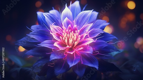 A neon flower  a digital echo of the natural world s enigmatic charm.