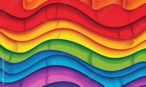 wavy rainbow stripes, each with its own unique color and texture, creates an elegant yet playful design for the pride flag's colors Generative AI photo