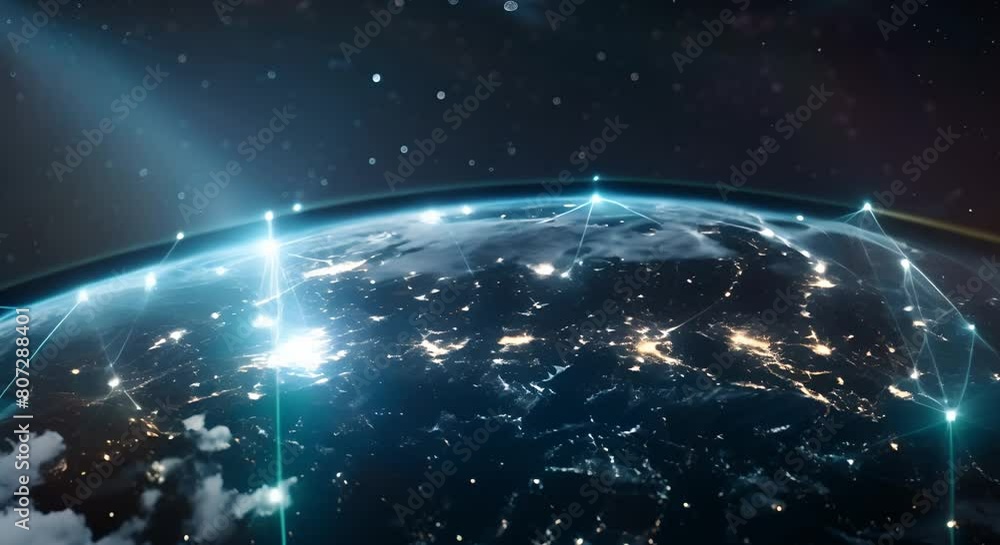 Futuristic Earth with interconnected lines symbolizing technology social media and travel. Concept Futuristic Earth, Interconnected Lines, Technology, Social Media, Travel Futuristic Earth with interconnected lines symbolizing technology social media and travel. Concept Futuristic Earth, Interconnected Lines, Technology, Social Media, Travel