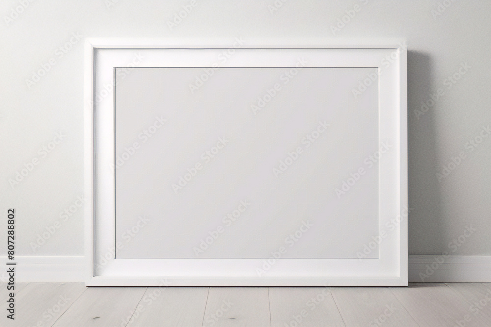 Marco vertical rectangular ligero y delgado colgado en una pared con textura blanca, plano, vista superior, ilustración 3D. Marco vertical rectangular ligero y delgado colgado en una pared con textura blanca, plano, vista superior, ilustración 3D.