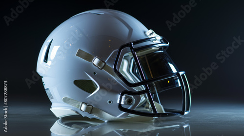  Sleek Modern Football Helmet on Moody Background photo