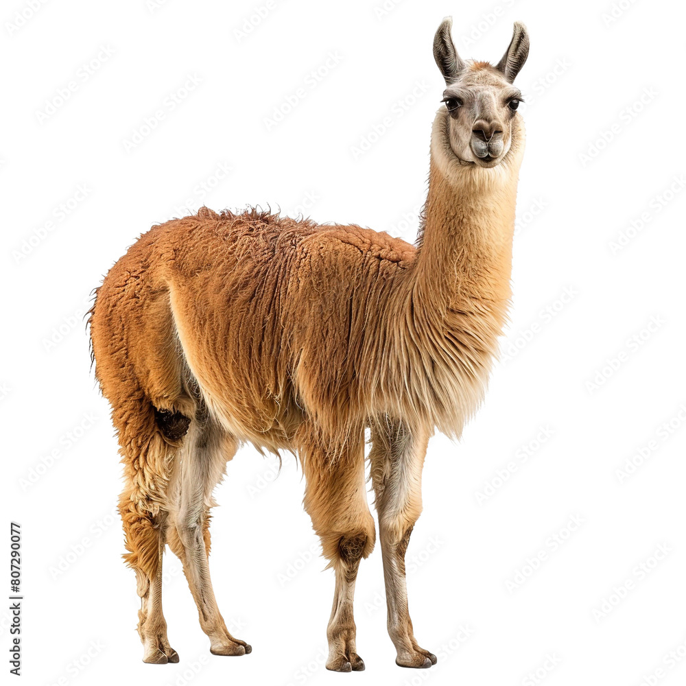 Fototapeta premium Llama full body isolated on white or transparent background