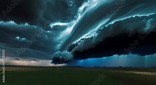 Approaching Storm: Dark Clouds, Thunder, Lightning, and Ominous Atmosphere. Concept Storm Photography, Dark Clouds, Lightning Strikes, Ominous Atmosphere, Thunderstorm