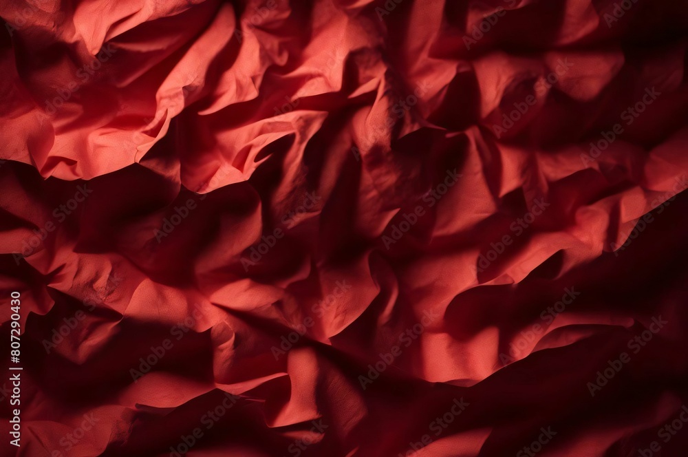 Red crumpled paper texture used for paper background texture in decorative art work. Red silk crumpled fabric as an abstract background. Wallpaper background Red crumpled paper texture used for paper background texture in decorative art work. Red silk crumpled fabric as an abstract background. Wallpaper background
