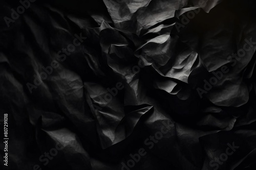 Black texture crumpled embossed background.Texture paper old black style vintage cardboard sheet of empty dark background. Wallpaper background