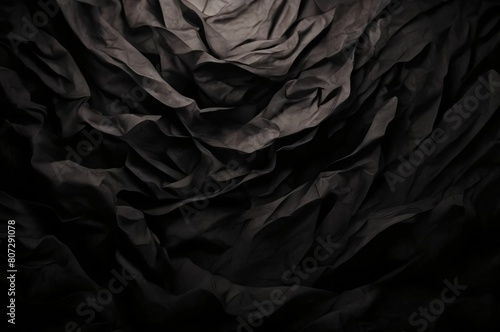 Black texture crumpled embossed background.Texture paper old black style vintage cardboard sheet of empty dark background. Wallpaper background