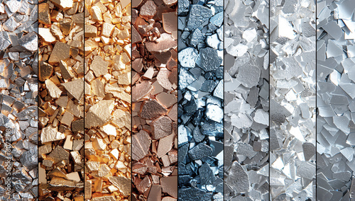 Textural representation of various geometric shapes made of non-ferrous metals,Generated by AI