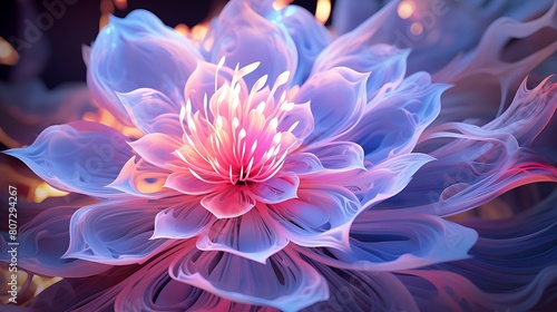 A neon flower  a mesmerizing entity in the tapestry of virtual artistry