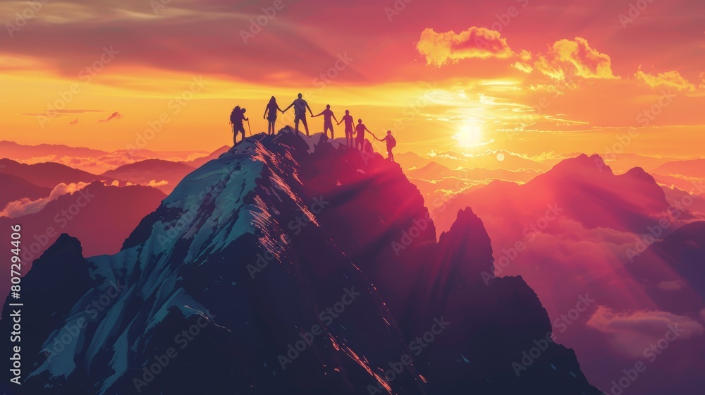 Teamwork and Friendship at the Mountain Peak Generative AI