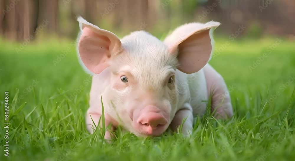 Adorable piglet in a green grass field embodying love for nature . Concept Animals, Nature, Greenery, Piglet, Love Adorable piglet in a green grass field embodying love for nature . Concept Animals, Nature, Greenery, Piglet, Love