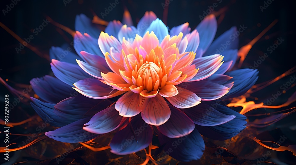 A neon flower, a radiant expression of the digital world's creative splendor. A neon flower, a radiant expression of the digital world's creative splendor.
