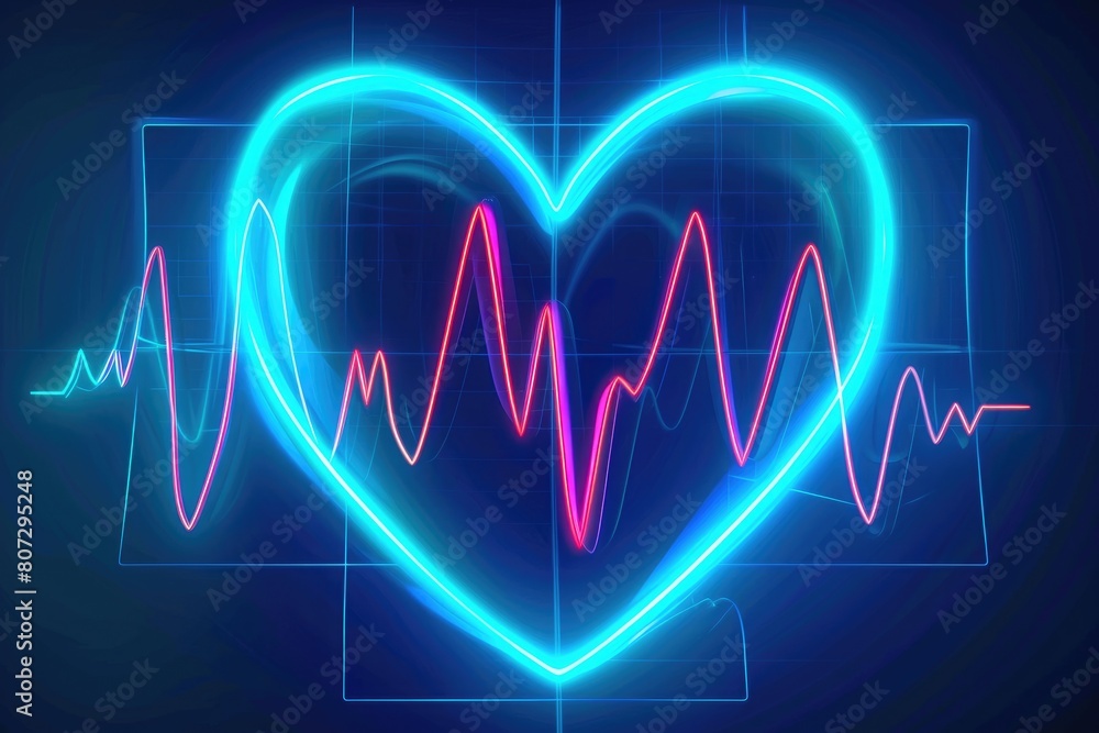 Electrifying Heartbeats: Neon Pulse in Dark Turquoise