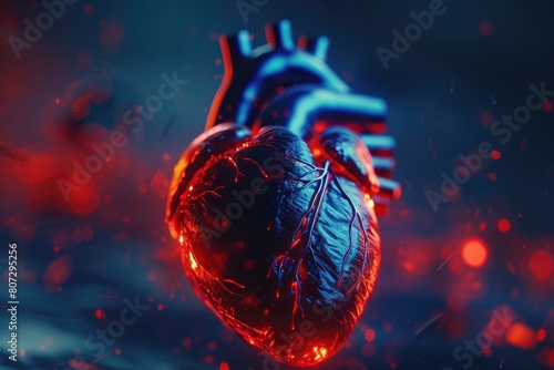 Healthy Heart: Scientific Illustration on Blue Background