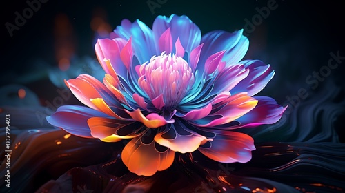 A neon flower, a radiant expression of the digital world's creative splendor.