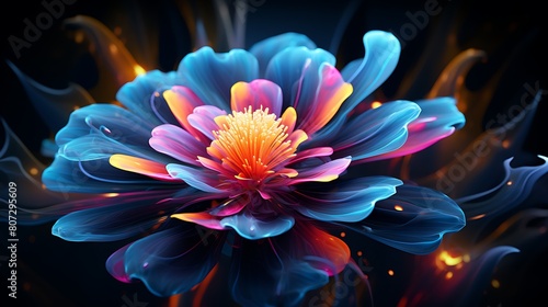 A neon flower, a radiant expression of the digital world's creative splendor.