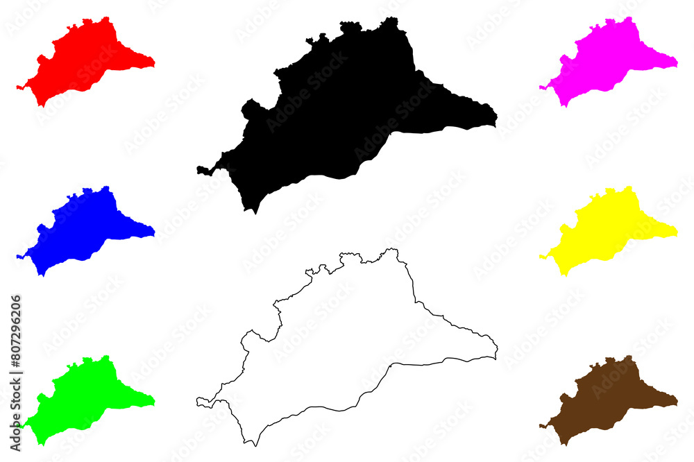 Province of Malaga (Kingdom of Spain, Autonomous community of Andalusia) map vector illustration, scribble sketch Malaga map Province of Malaga (Kingdom of Spain, Autonomous community of Andalusia) map vector illustration, scribble sketch Malaga map