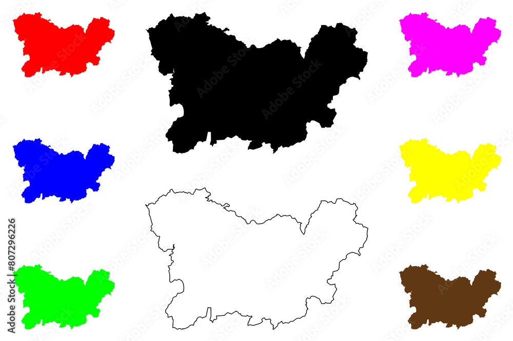 Province of Ourense (Kingdom of Spain, Autonomous community of Galicia) map vector illustration, scribble sketch Ourense map Province of Ourense (Kingdom of Spain, Autonomous community of Galicia) map vector illustration, scribble sketch Ourense map