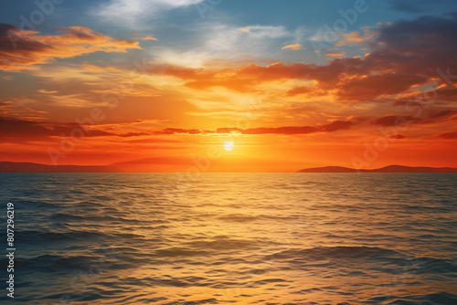 A picturesque seascape at sunset with the sky Generative Ai