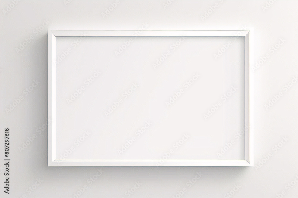 Lienzo blanco vacío con marco decorativo sobre una maqueta de fondo blanco Lienzo blanco vacío con marco decorativo sobre una maqueta de fondo blanco