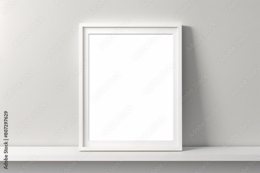 Lienzo blanco vacío con marco decorativo sobre una maqueta de fondo blanco Lienzo blanco vacío con marco decorativo sobre una maqueta de fondo blanco