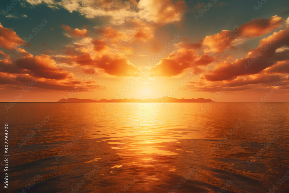 A picturesque seascape at  sunset with the sky Generative Ai