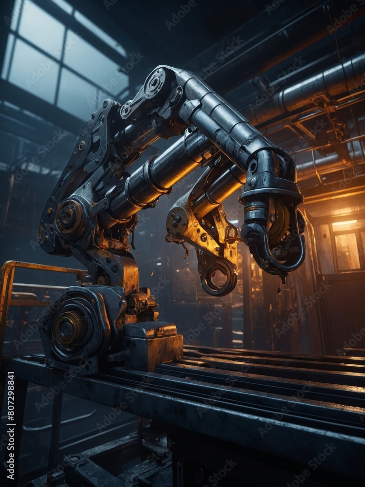 Fototapeta premium Mechanical Loading Arm in Action - Advanced Industrial Equipment Photo