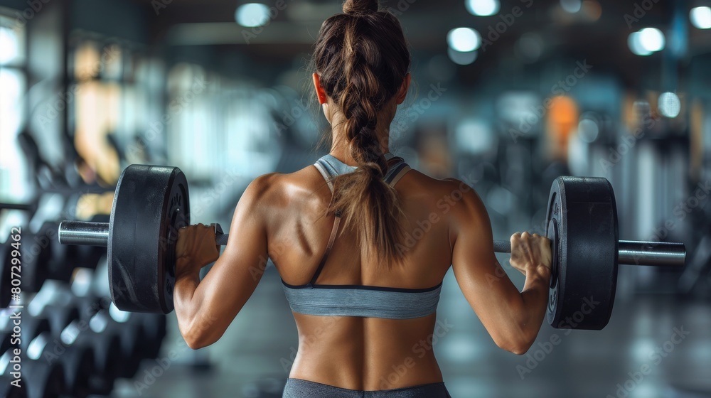 Fototapeta premium Woman Standing in Gym With Back to Camera