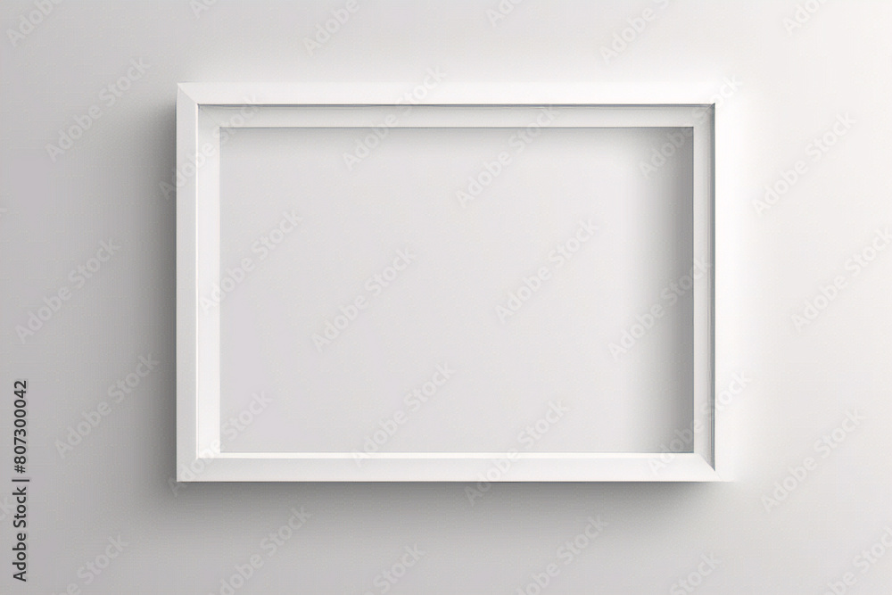 Lienzo blanco vacío con marco decorativo sobre una maqueta de fondo blanco Lienzo blanco vacío con marco decorativo sobre una maqueta de fondo blanco