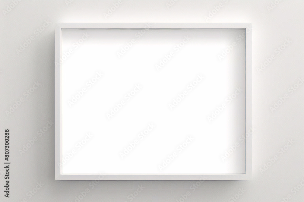 Lienzo blanco vacío con marco decorativo sobre una maqueta de fondo blanco Lienzo blanco vacío con marco decorativo sobre una maqueta de fondo blanco