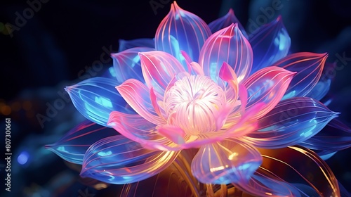 A neon flower, an iridescent manifestation of artificial enchantment.