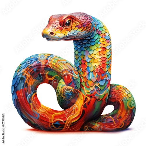 Illustration of the Rainbow Serpent on a White Background