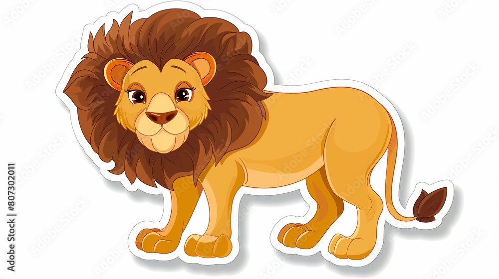 Smiling Cartoon Lion Standing Proudly in a Vibrant Illustration Smiling Cartoon Lion Standing Proudly in a Vibrant Illustration