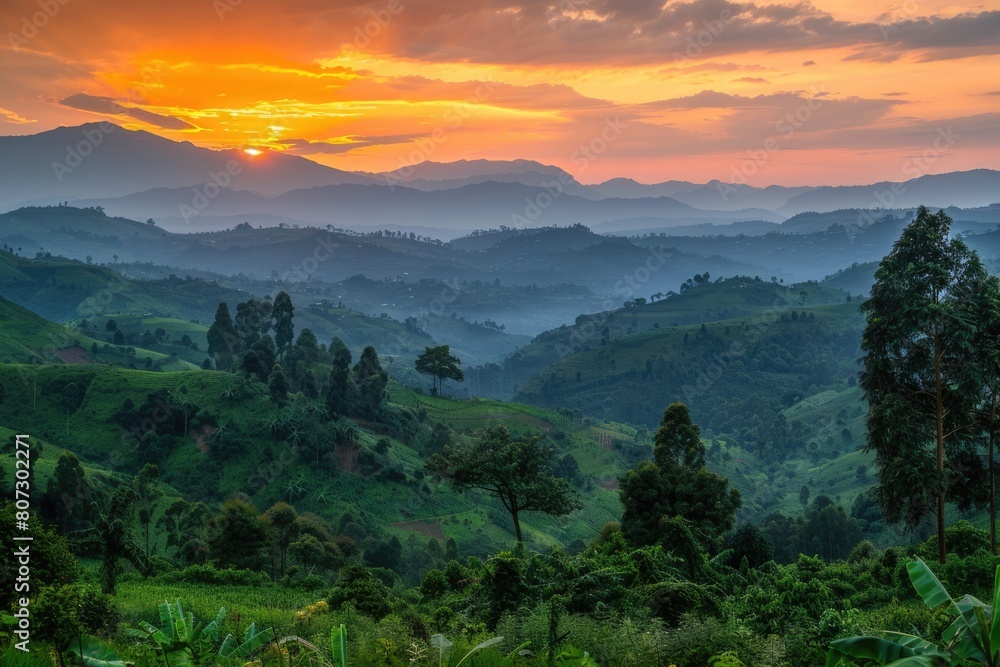 Sunset Majesty in Impenetrable National Park: A Stunning Landscape of Mountains