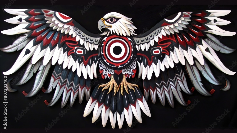 Thunderbird Totem in White. Ethnic Symbol of American Indian Amerindian ...