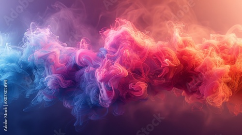 Detailed 3D illustration with colorful background, colorful smoke, abstract color mix