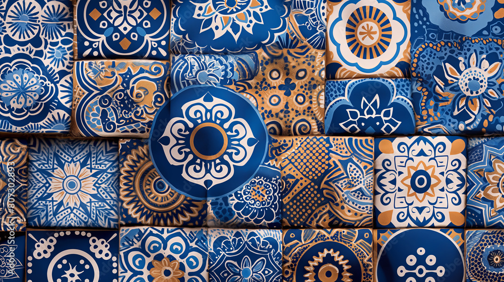Vibrant Blue Moroccan Tiles Pattern Collection