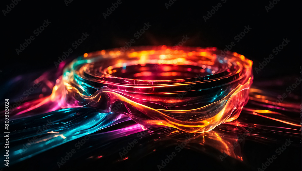 Abstract rainbow waves on black background Abstract rainbow waves on black background