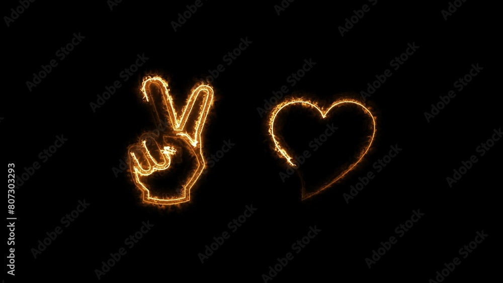Abstract neon winner hand icon illustration.