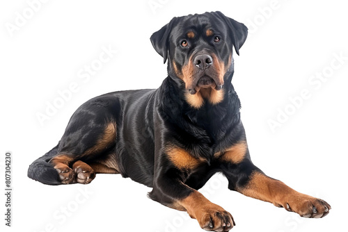 Sturdy and Loyal Rottweiler on transparent background.