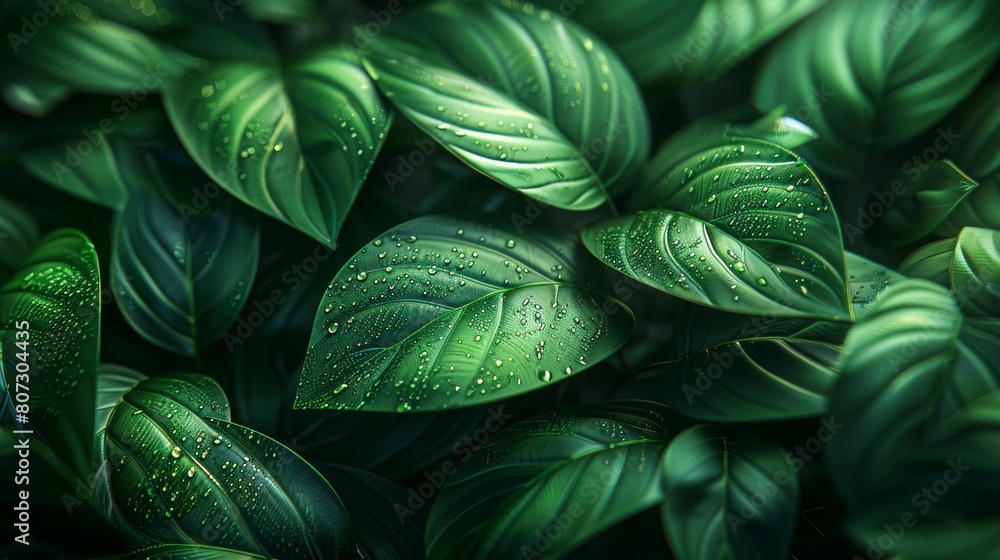 Fototapeta premium Green leaf background, tropical leaves, natural green leaves plants.