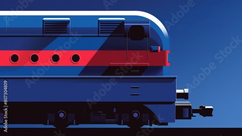 An illustration of a night train. A commuter train. Travel between cities and countries. Transportation of passengers and cargo. Delivery of people and goods. Retro. Old-fashioned transport. photo
