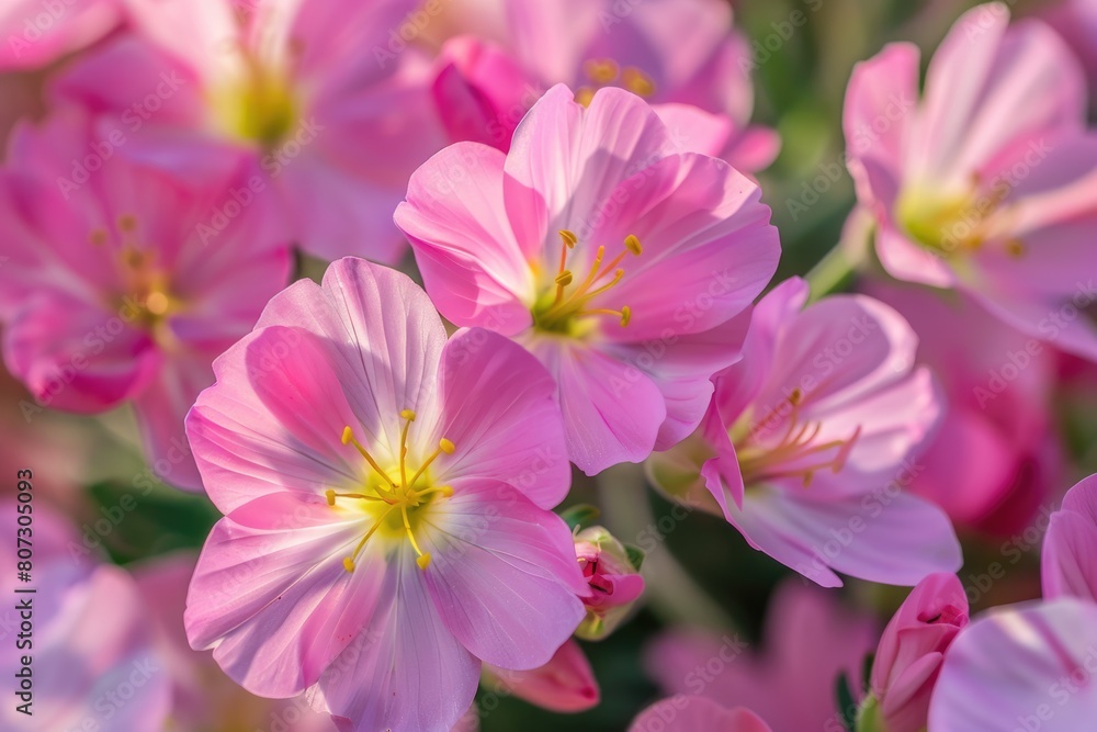 Pink Evening Primrose: Beautiful Close Up of Oenothera Speciosa Flower for Ground Cover Pink Evening Primrose: Beautiful Close Up of Oenothera Speciosa Flower for Ground Cover