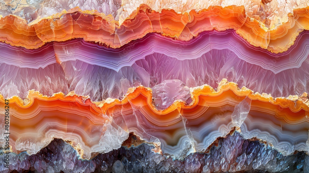 Stunning Macro Shot of Colorful Agate Rock Layers Showing Texture and Detail Stunning Macro Shot of Colorful Agate Rock Layers Showing Texture and Detail